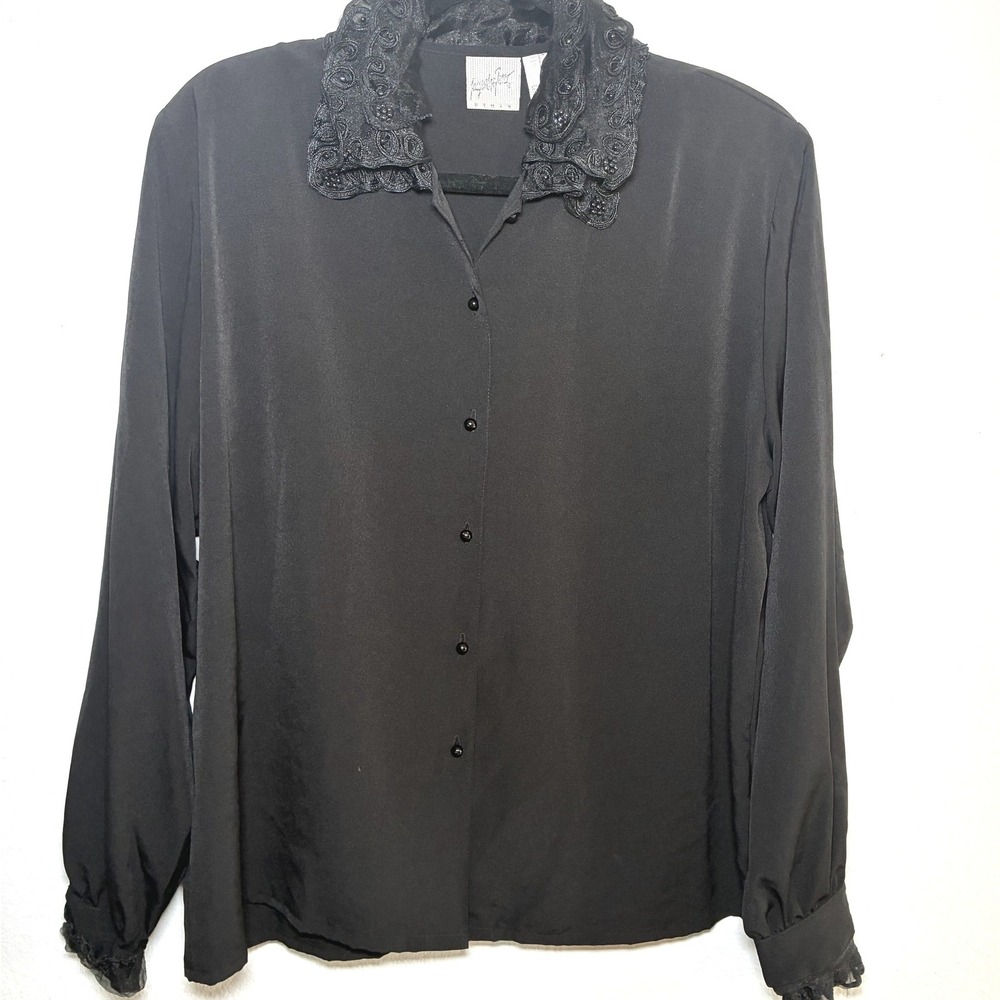 Vtg Jacqueline Ferrar Blouse Long Sleeve Whimsigoth Chic Evening Victorian 16 XL